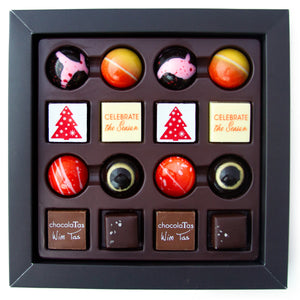 
                  
                    Load image into Gallery viewer, Holiday Elegance Box - All Caramels Assorted Chocolates 16 piece
                  
                