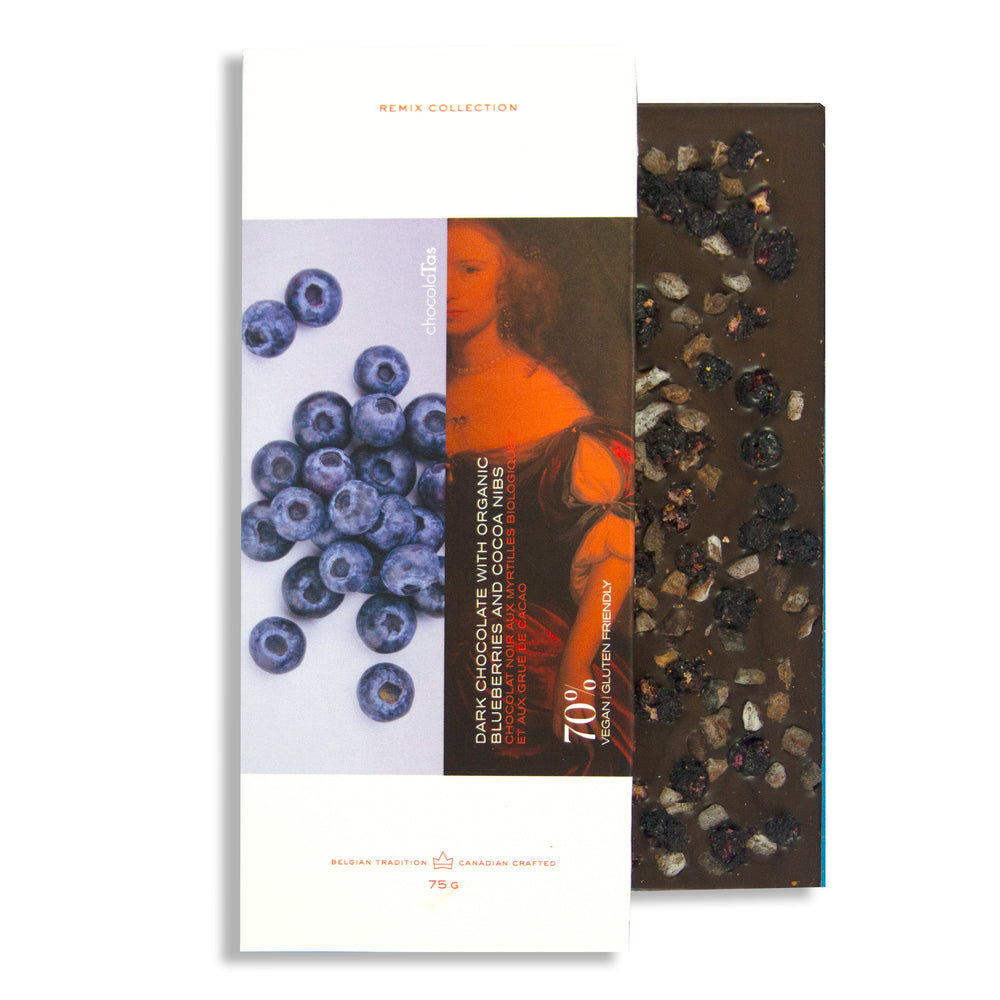Tablet - Dark Chocolate, 70% with Organic Blueberries and Cocoa Nibs