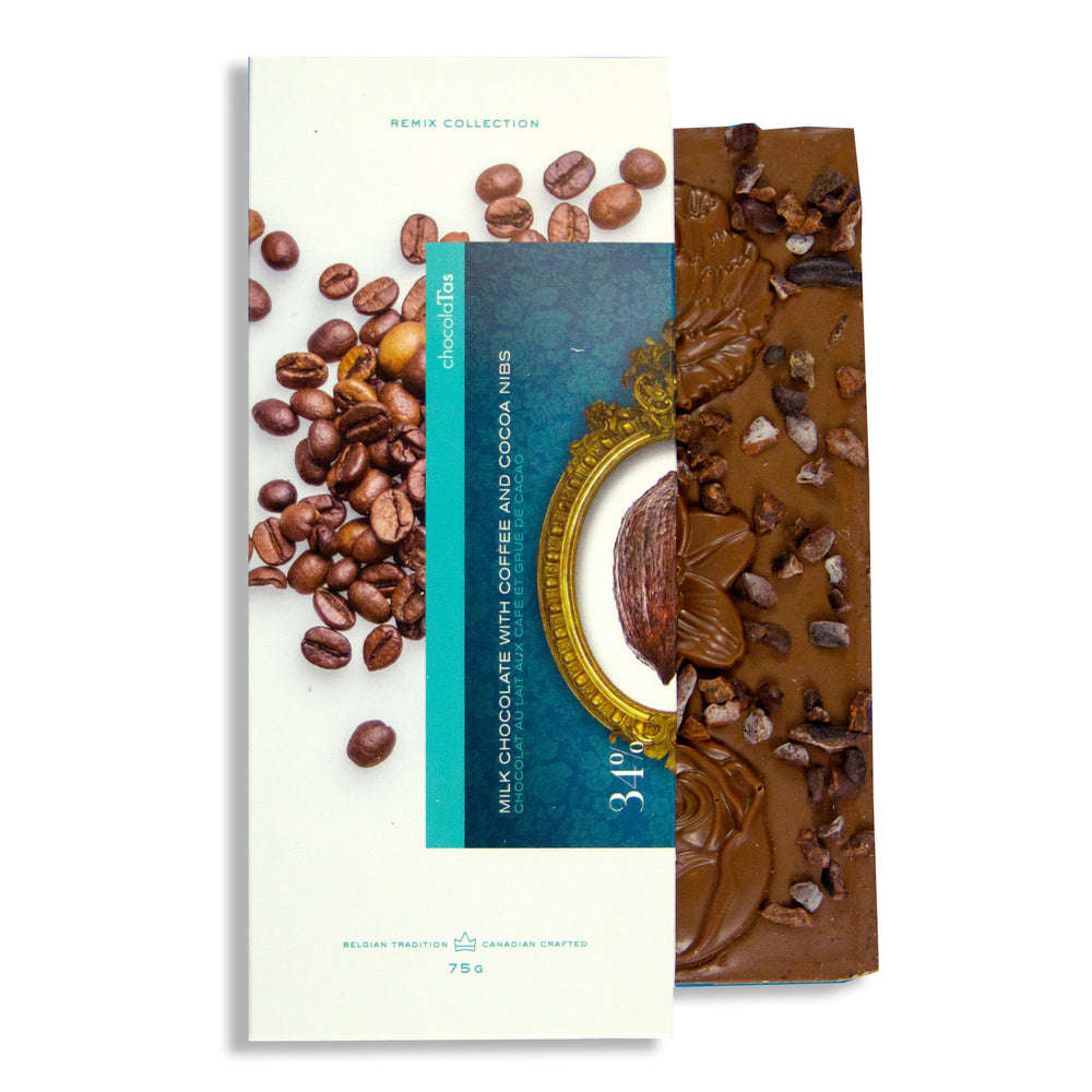 Tablet - Milk Chocolate, 34% with Coffee and Cocoa Nibs